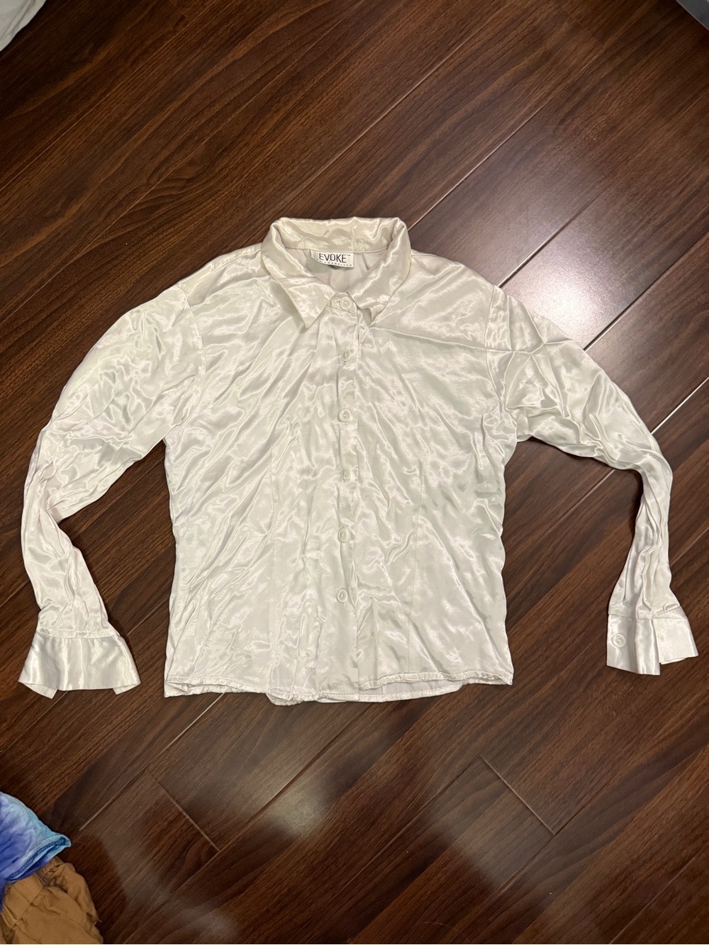 Ivory Satin Button-Front Shirt